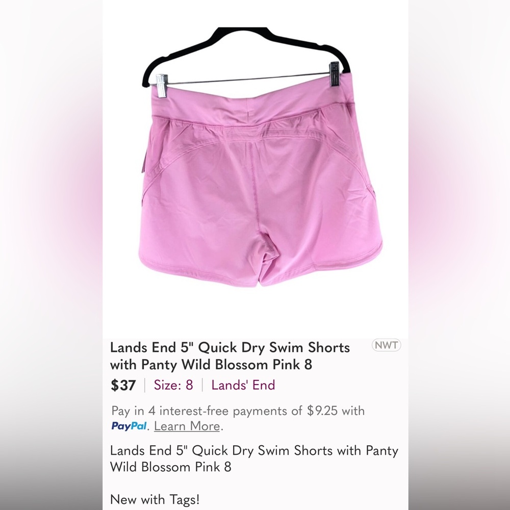 Lands End 5" Quick Dry Swim Shorts with Panty Wild Blossom Pink 8